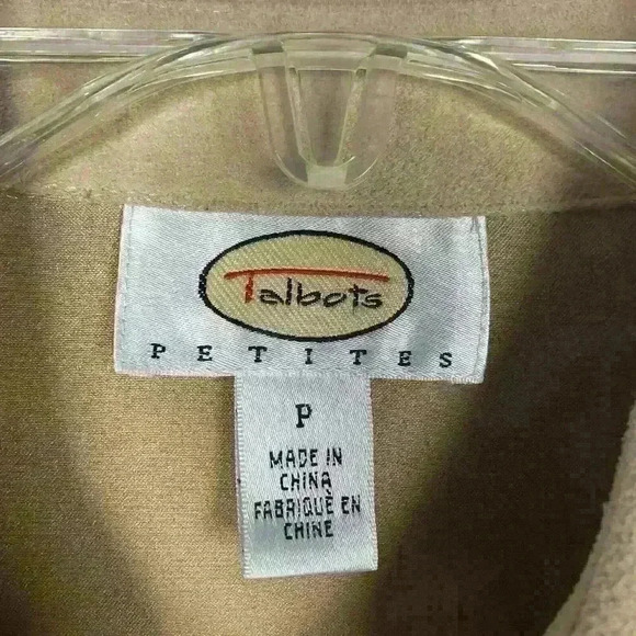 Talbots petite faux‎ suede brown tan women’s button up shirt size P Fall Soft - Picture 2 of 7